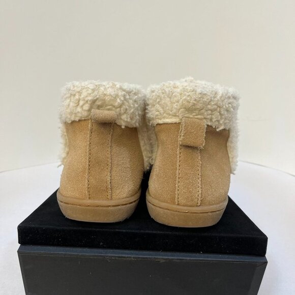 Minnetonka Faux Shearling Suede Ankle Boots Women’s 8 Tan Cozy Slip-On - Picture 10 of 12